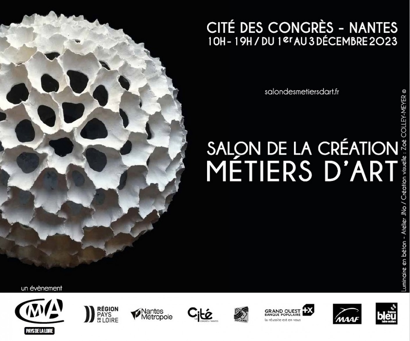 Salon de la Création Métiers d'Art - Cité des Congrès à Nantes - Du 1er au 3 décembre 2023