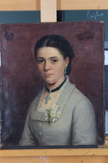 Portrait de Mme Jouneau, avant restauration. Musée Bernard d'Agesci Niort