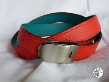 Ceinture bicolore en veau grainé