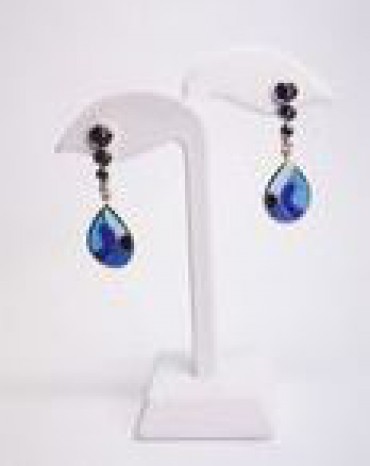 BOUCLES D'OREILLES OR SAPHIR EMAIL PLIQUE A JOUR