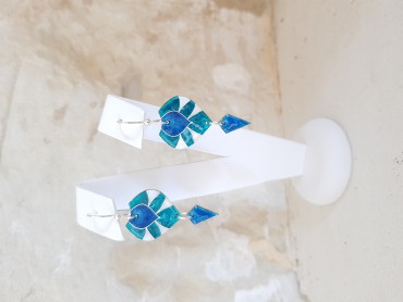 Boucles d'oreilles en email cloisonné & paillon d'argent