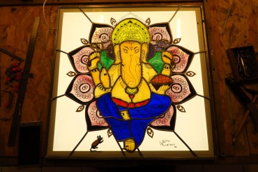 Lord Ganesh en vitrail et grisaille