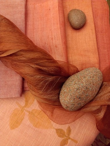 série écharpes rose+ granit rose et rose et bleu